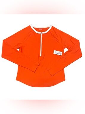 Old Navy Bright Orange Quarter-Zip Active Rash Guard Long Sleeve